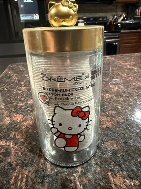 Hello Kitty Makeup Cosmetics Exfoliating Cotton Pad Pads Jar NEW  The Creme Shop